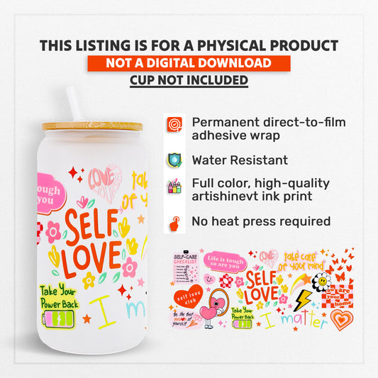 Self Love - 16oz UVDTF Beer Can Glass Wrap