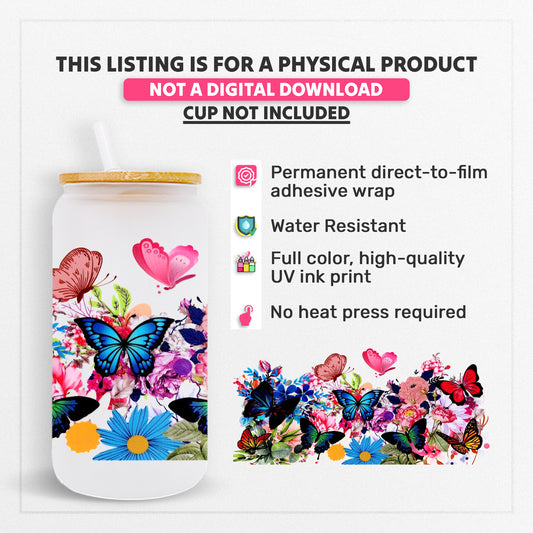 Butterfly - 16oz UVDTF Beer Can Glass Wrap