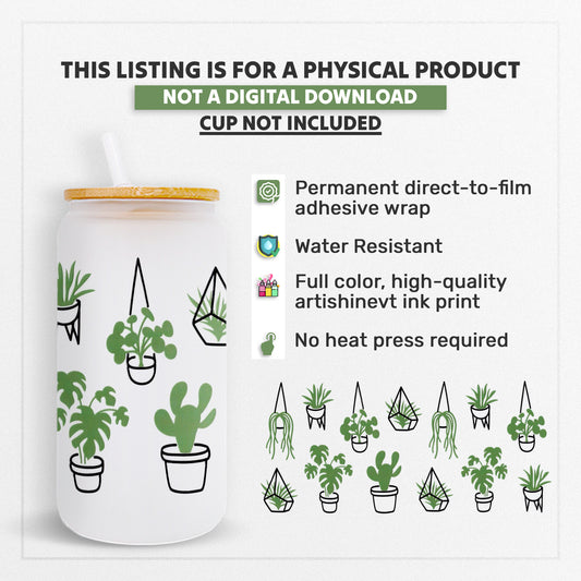 Hanging Plants - 16oz UVDTF Beer Can Glass Wrap