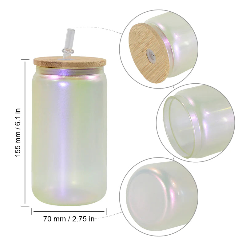 25pcs - 16oz Glitter Shiny Mason Jar Mug Glass Cups Beer Can