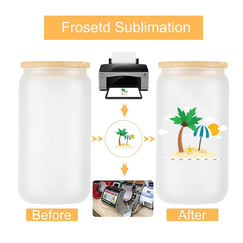 25pcs or 50pcs - 16oz Sublimation Frosted Glass Can