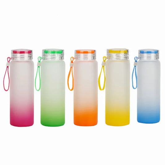 25pcs or 50pcs - 17oz Sublimation Printing Gradient Colored Portable Glass Water Bottle Tumbler