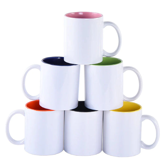 36pcs - Sublimation Blanks Interior color and Exterior white 11oz Coffee Cup Ceramic Coffee Mugs