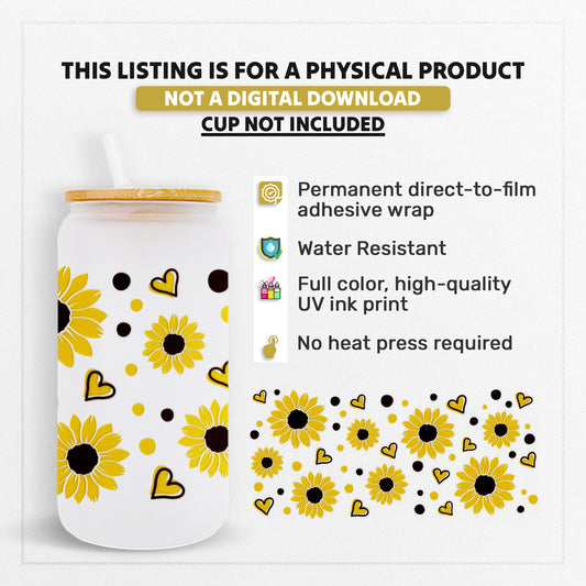 Sunflower - 16oz UVDTF Beer Can Glass Wrap