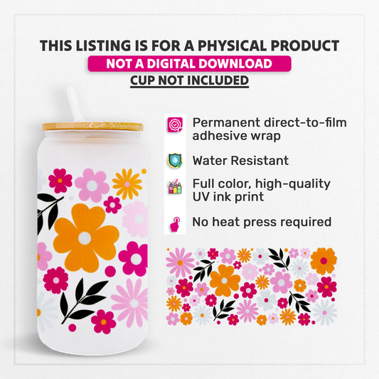 Flower - 16oz UVDTF Beer Can Glass Wrap