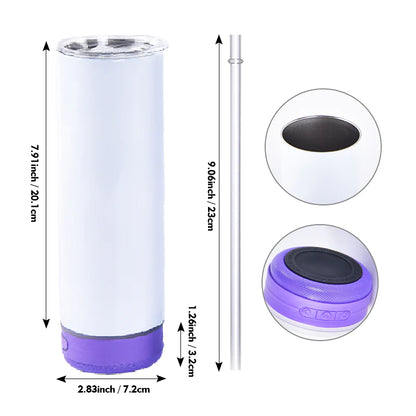 25pcs - 20oz Sublimation Blanks Tumbler With Bluetooth Speaker