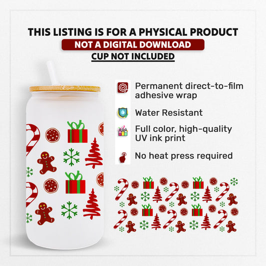 Christmas 10 - 16oz UVDTF Beer Can Glass Wrap