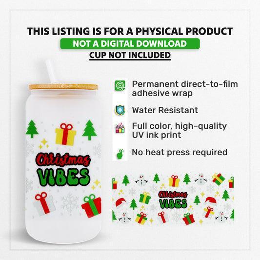 Christmas 13 - 16oz UVDTF Beer Can Glass Wrap