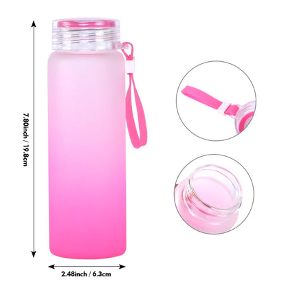 25pcs or 50pcs - 17oz Sublimation Printing Gradient Colored Portable Glass Water Bottle Tumbler