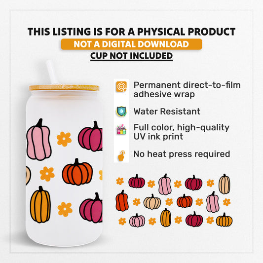 Colored Pumpkin - 16oz UVDTF Beer Can Glass Wrap