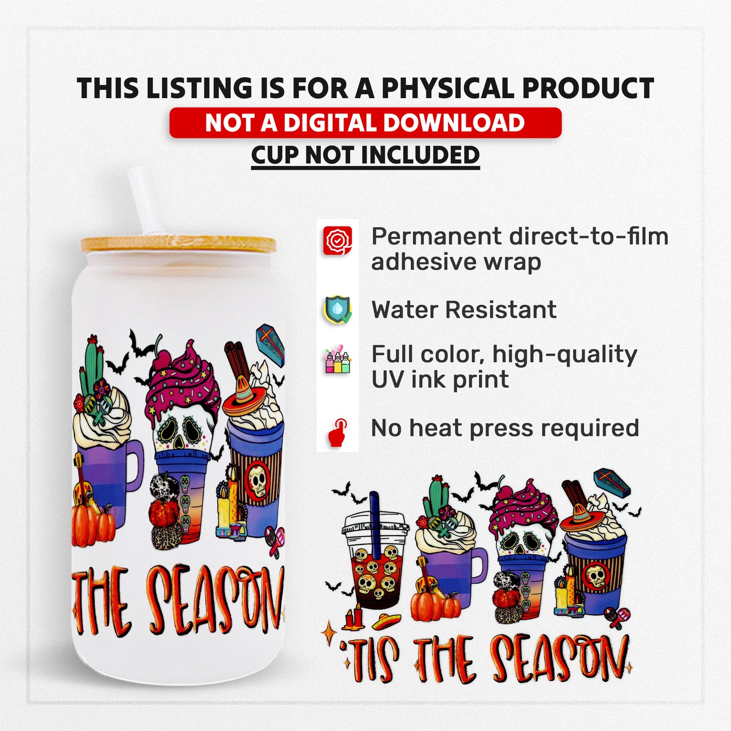 Tis The Season - 16oz UVDTF Beer Can Glass Wrap